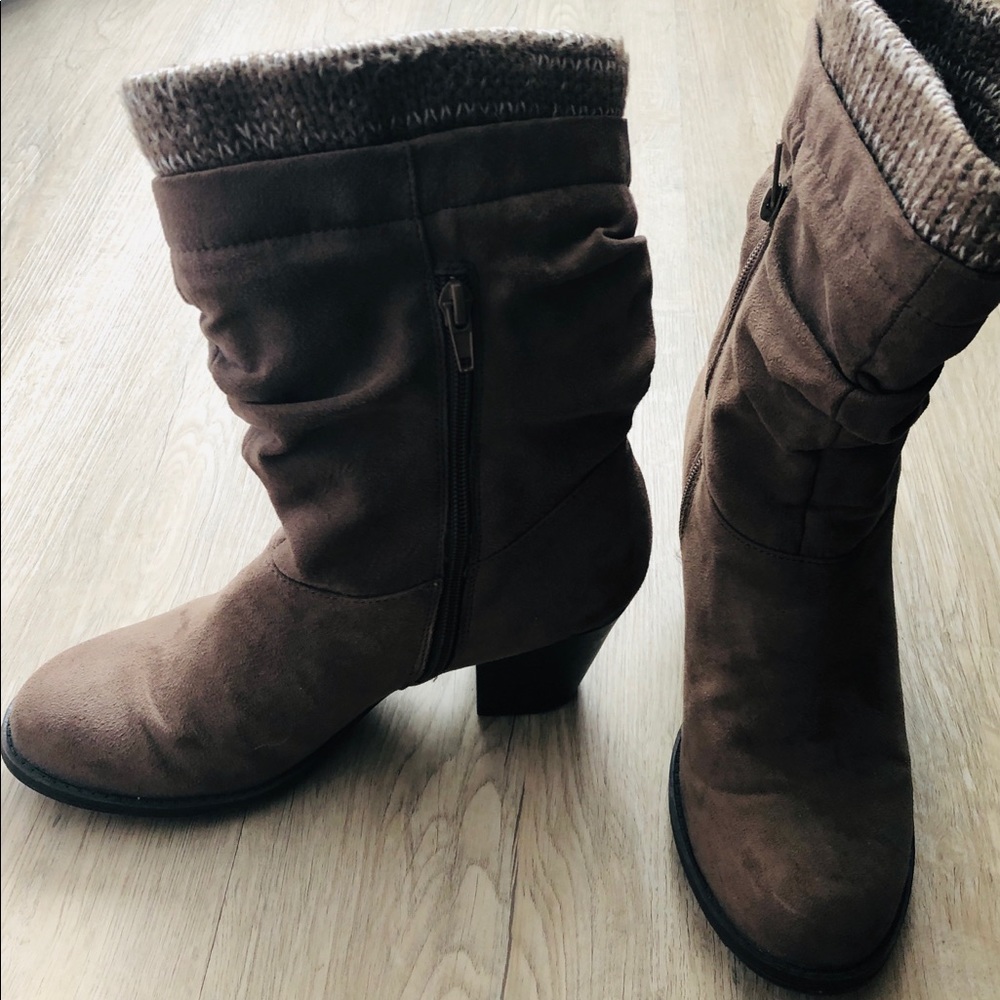 Brown faux suede ankle boots. Barely worn!
